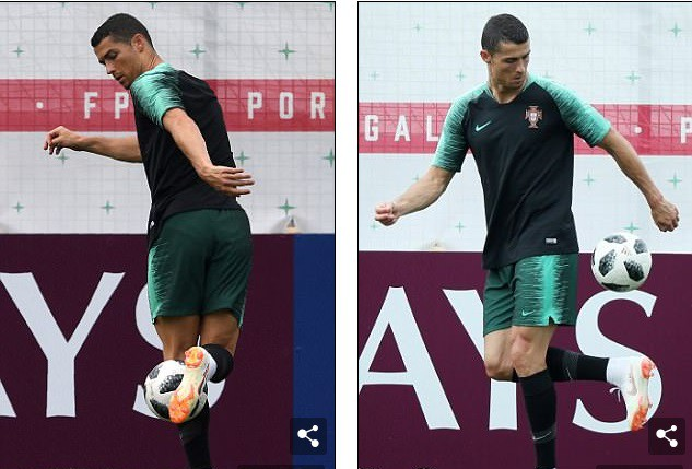 Ronaldo cười t&iacute;t mắt tr&ecirc;n s&acirc;n tập, sẵn s&agrave;ng gặp Maroc tối nay - Ảnh 5.