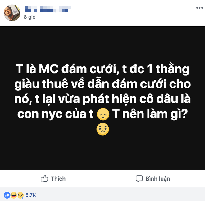 Được thuê làm MC đám cưới của bạn gái cũ và chồng đại gia, chàng trai mếu máo hỏi ý kiến dân mạng - Ảnh 1.