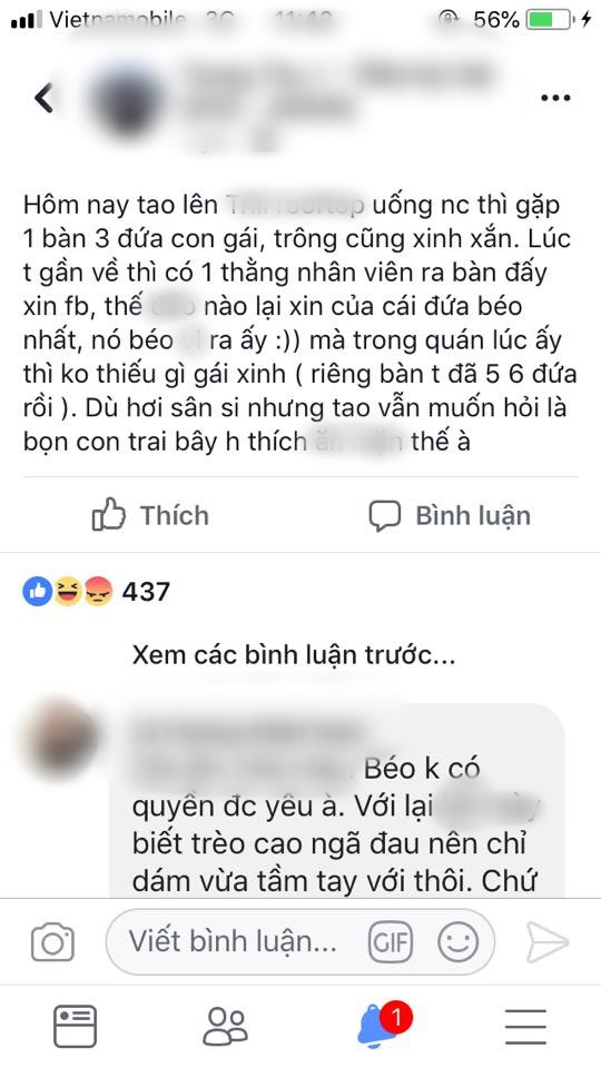 Cô gái nhận rổ gạch đá vì thắc mắc: Trong quán không thiếu gái đẹp mà nhân viên lại xin FB của đứa béo nhất, con trai giờ thích thế à? - Ảnh 1.