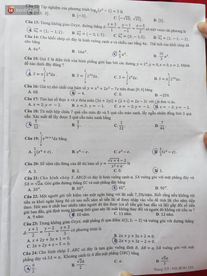 Đáp án đề thi THPT Quốc gia 2018 môn Toán (tất cả mã đề) - Ảnh 11.