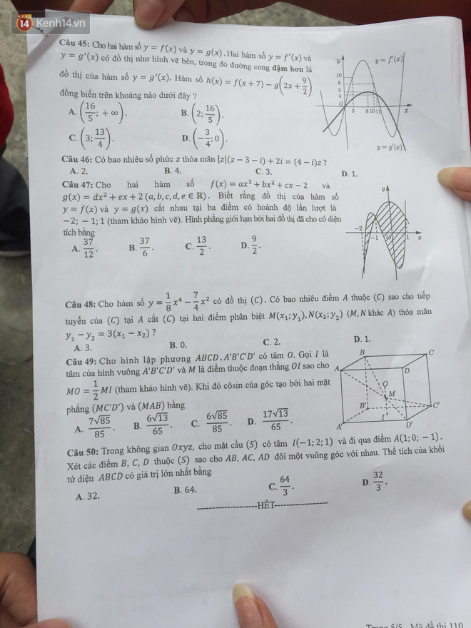 Đề Toán THPT Quốc gia: Đề dài 5 trang, khó quá sức, nhiều thí sinh không làm được bài - Ảnh 13.