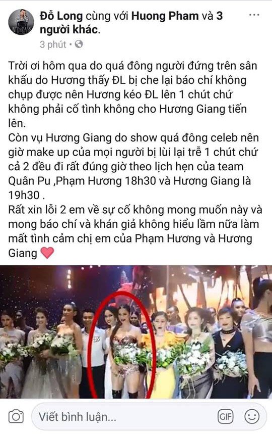 Ph&iacute;a Phạm Hương l&ecirc;n tiếng trước đoạn clip được cho l&agrave; đứng chắn Hương Giang trong show diễn của NTK Đỗ Long - Ảnh 3.