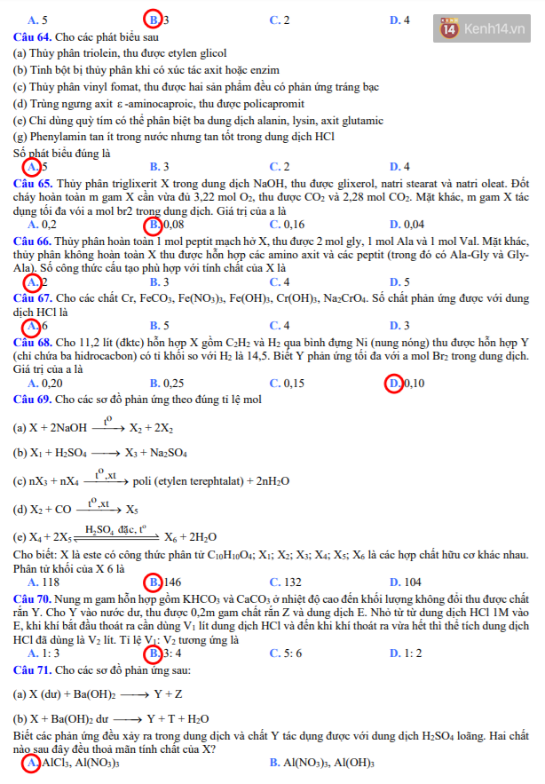 Đáp án đề thi THPT Quốc gia môn Hóa học (Tất cả mã đề) - Ảnh 4.