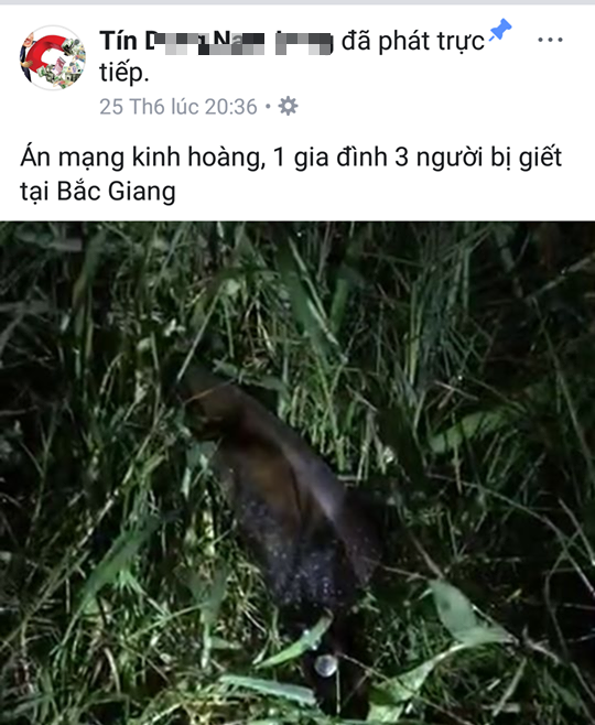 Công an huyện Lục Ngạn truy tìm chủ tài khoản đăng tin án mạng 3 người chết ở Bắc Giang - Ảnh 1.