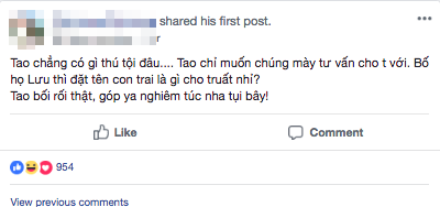 Ông bố trẻ lên mạng nhờ đặt tên cho con trai họ Lưu sao cho thật chất và cái kết hài khó đỡ - Ảnh 1.