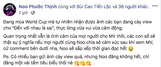 MV mới chưa đầy 24 giờ cán mốc 1 triệu lượt xem, Noo Phước Thịnh xúc động với hình ảnh cày view do fan gửi về - Ảnh 3.