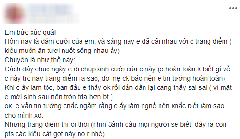 Cô dâu trẻ tuổi 20 nhắm mắt đưa mặt cho chuyên viên trang điểm, mở mắt ra bỗng hóa bà cô già U40  - Ảnh 1.