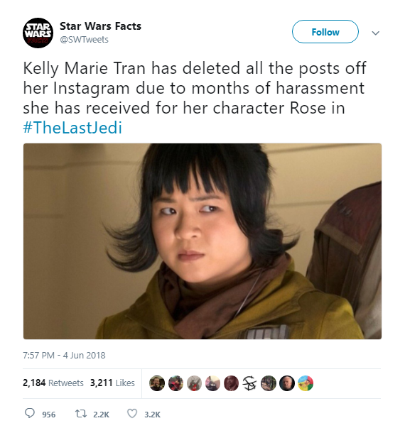 Fan cuồng Star Wars quấy rối và thoá mạ bức ép sao gốc Việt của The Last Jedi phải xoá tài khoản Instagram? - Ảnh 1.