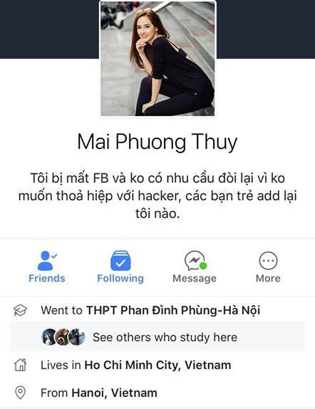 Bị Hacker Chiếm đoạt Tai Khoản Mai Phương Thuy Nhất Quyết Khong