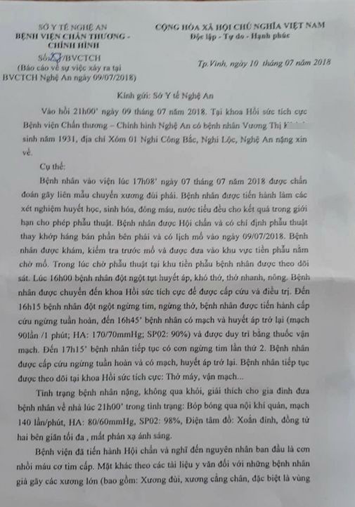 Vụ người nhà quây bệnh viện sau cái chết của cụ bà gãy chân: Nạn nhân tử vong do nhồi máu cơ tim? - Ảnh 2.