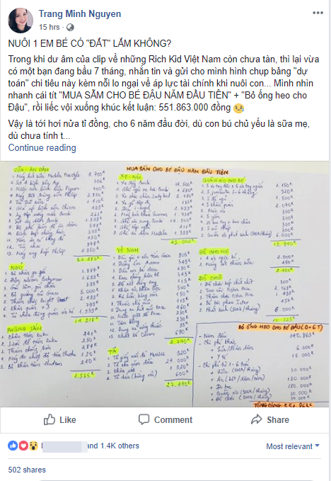 Bảng kê dự toán chi tiêu cho con đến hơn nửa tỷ đồng của mẹ bầu 7 tháng gây xôn xao MXH - Ảnh 1.