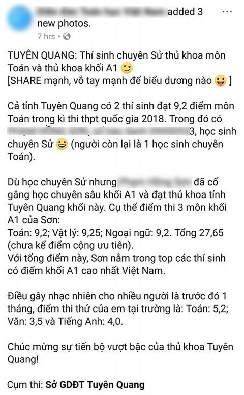 Nhiều người đặt nghi vấn về việc nam sinh chuyên Sử ở Tuyên Quang đỗ thủ khoa khối A1 với 27.65 điểm - Ảnh 1.