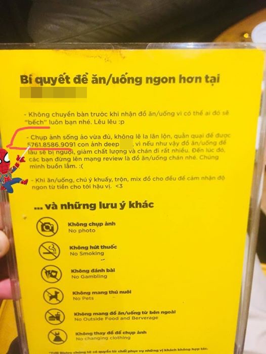 Bảng nội quy đang nổi nhất MXH lúc này: Đi ăn cỗ về mất chỗ, ở trên khuyên chụp ảnh vừa đủ ở dưới lại cấm chụp ảnh... - Ảnh 1.