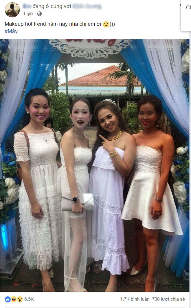 Sự thật bức ảnh ba cô gái trang điểm kinh dị đi ăn cưới bạn thân đang lan truyền trên MXH - Ảnh 1.