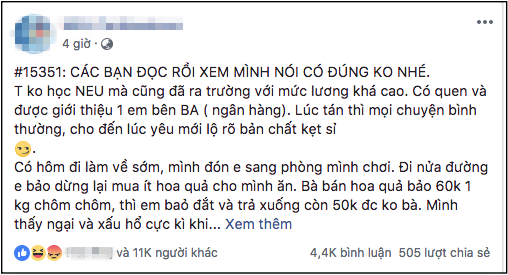 Tố bạn gái vừa kẹt xỉ vừa kém sang, chàng trai đi xe ga đắt tiền khiến dân tình nóng máu nhảy vào mắng tới tấp - Ảnh 1.