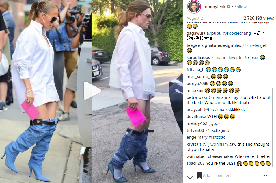 Anh chàng tái hiện lại đôi boot tụt quần của J.Lo theo đúng nghĩa đen khiến dân tình cười nghiêng ngả - Ảnh 4. Anh chàng tái hiện lại đôi boot tụt quần của J.Lo theo đúng nghĩa đen khiến dân tình cười nghiêng ngả - Ảnh 4.