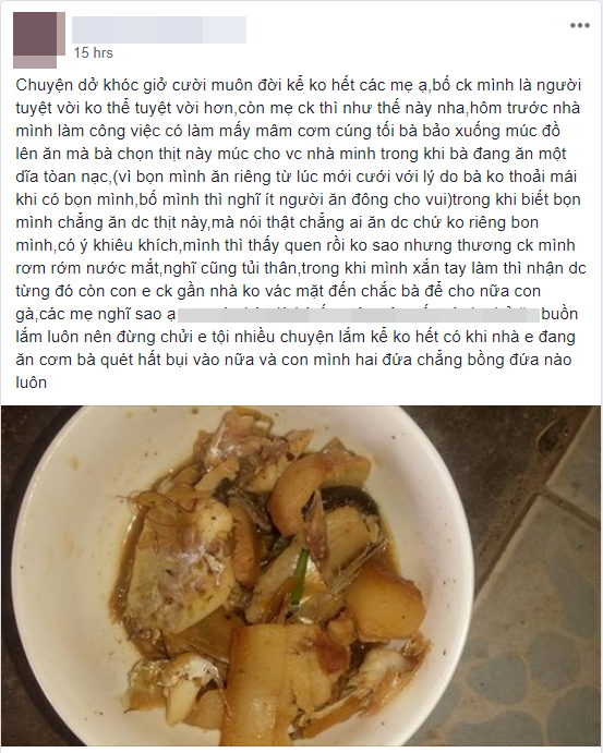 Hùng hục làm cỗ cả buổi, nàng dâu chỉ được mẹ chồng cho bát thịt mỡ, em chồng chẳng làm gì lại được phần cả nửa con gà - Ảnh 1. Hùng hục làm cỗ cả buổi, nàng dâu chỉ được mẹ chồng cho bát thịt mỡ, em chồng chẳng làm gì lại được phần cả nửa con gà - Ảnh 1.