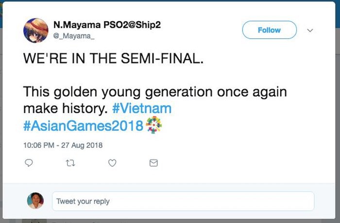 Cộng đồng mạng thế giới đồng loạt gửi lời chúc mừng tới đội tuyển Olympic Việt Nam với chiến thắng 1-0 trước Syria - Ảnh 13. Cộng đồng mạng thế giới đồng loạt gửi lời chúc mừng tới đội tuyển Olympic Việt Nam với chiến thắng 1-0 trước Syria - Ảnh 13.