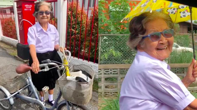 Thái Lan: Bà ngoại 84 tuổi vẫn mặc đồng phục siêu đáng yêu, đạp xe đi thi học kỳ lớp 6 - Ảnh 1.