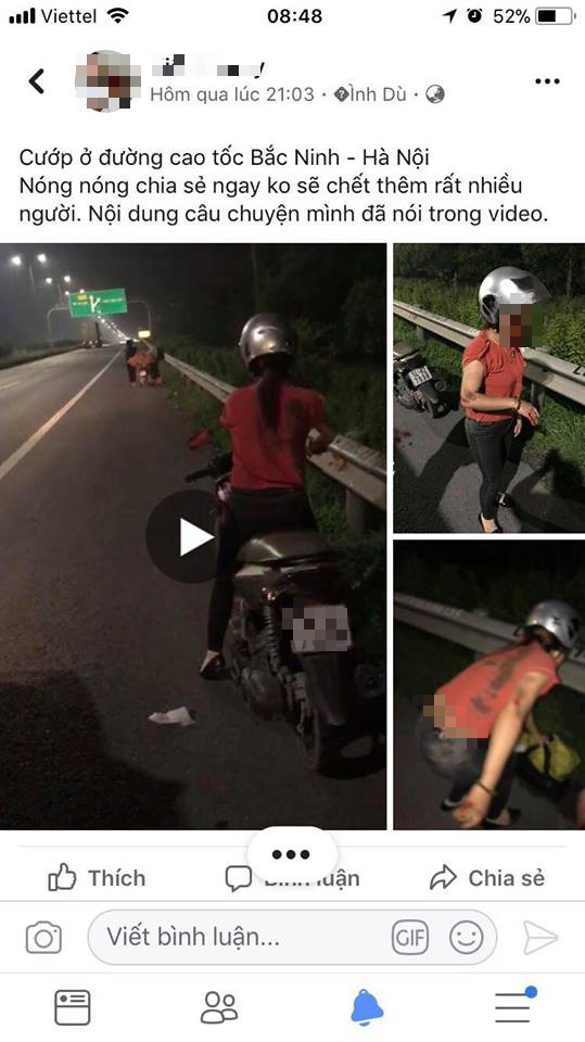 Công an điều tra thông tin đôi vợ chồng nghi bị cướp giật túi xách, chồng ngã ra đường bất tỉnh trong đêm trên cao tốc Hà Nội - Bắc Ninh - Ảnh 1.