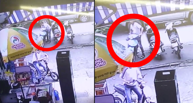 Hà Nội: Thanh niên táo bạo ăn trộm xe máy khi có người đứng ngay trước mặt - Ảnh 2.