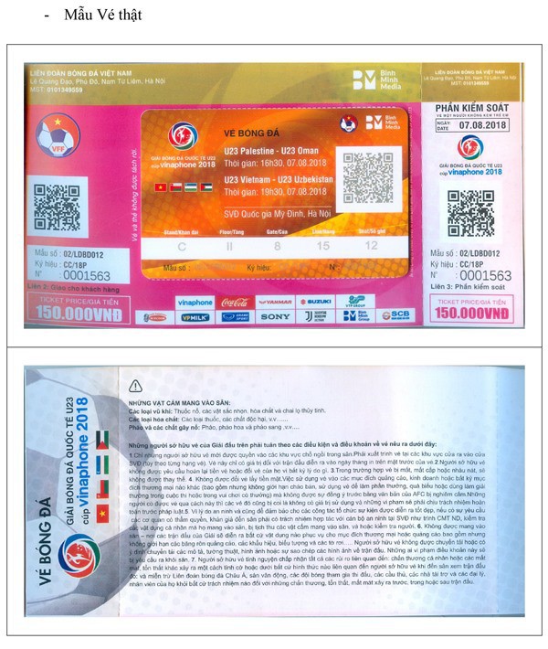 Xuất hiện vé giả xem U23 Việt Nam - Ảnh 2. Xuất hiện vé giả xem U23 Việt Nam - Ảnh 2.
