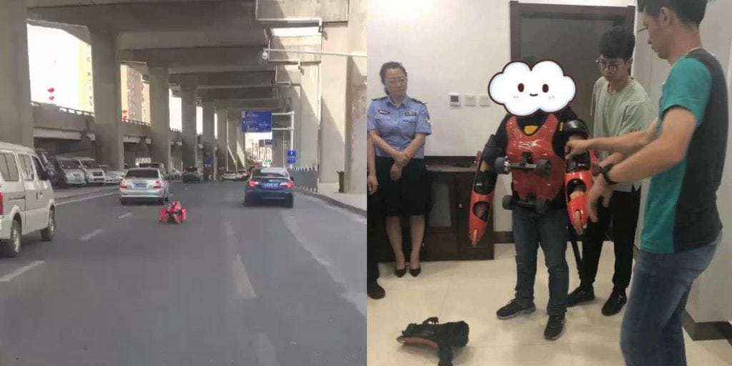 Bắt chước Thành Long, thanh niên nằm trượt trên đường phố như trong phim rồi bị bắt - Ảnh 1. Bắt chước Thành Long, thanh niên nằm trượt trên đường phố như trong phim rồi bị bắt - Ảnh 1.