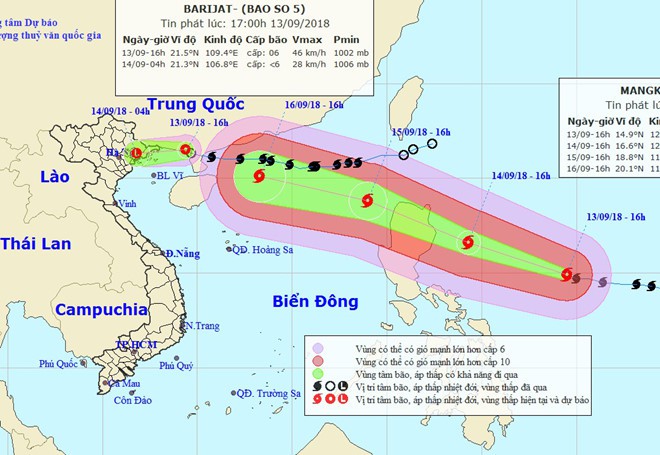 Si&ecirc;u b&atilde;o Mangkhut c&oacute; khả năng đổ bộ đất liền v&agrave;o trưa 17/9, Bắc Bộ mưa lớn - Ảnh 1.