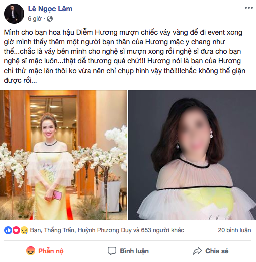 Bị NTK tố mang đồ đi mượn cho người kh&aacute;c mặc m&agrave; kh&ocirc;ng xin ph&eacute;p, Hoa hậu Diễm Hương giải th&iacute;ch ra sao? - Ảnh 1.
