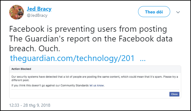 Facebook bị nghi cố tình chơi bẩn bằng cách block dân mạng, không cho share tin mình bị hack - Ảnh 1.