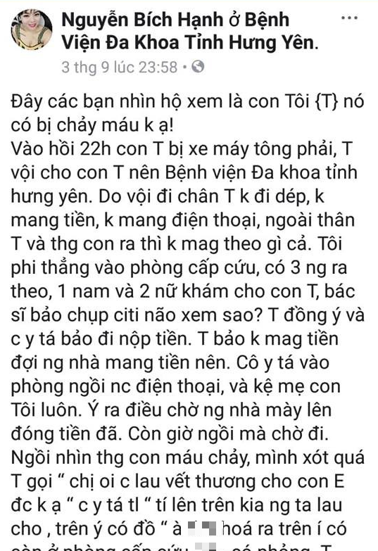 Mẹ trẻ tố y tá ngồi buôn điện thoại, bỏ mặc con trai bị thương vì không kịp mang tiền đóng viện phí - Ảnh 1.