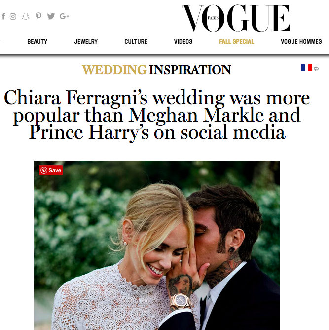 Vogue khẳng định: Đám cưới của Chiara Ferragni hot hơn cả đám cưới cổ tích của hoàng tử Harry và Meghan Markle! - Ảnh 3. Vogue khẳng định: Đám cưới của Chiara Ferragni hot hơn cả đám cưới cổ tích của hoàng tử Harry và Meghan Markle! - Ảnh 3.