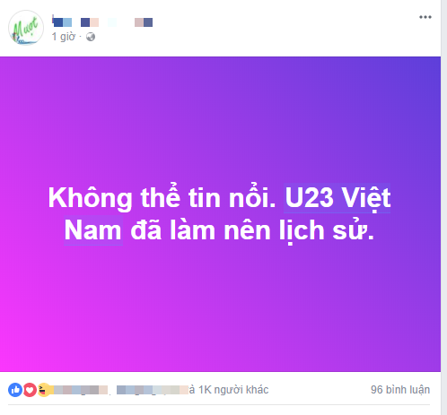 Dân mạng không ngớt lời chúc mừng chiến thắng lịch sử của U23 Việt Nam - Ảnh 1.