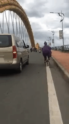 Hình ảnh đẹp: Thấy gió lớn khiến người phụ nữ đi xe đạp chao đảo ...