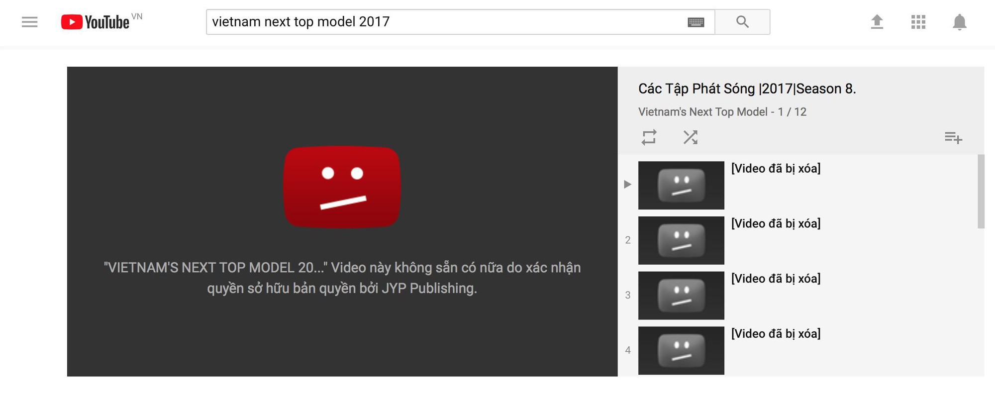 Phản hồi của "Vietnam's Next Top Model" về việc bị YouTube gỡ bỏ video