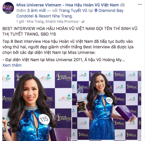 Trước thềm chung kết Hoa hậu Hoàn vũ Việt Nam, Tuyết Trang vượt qua Hoàng Thùy và Mâu Thủy, giành giải Best Interview - Ảnh 1.