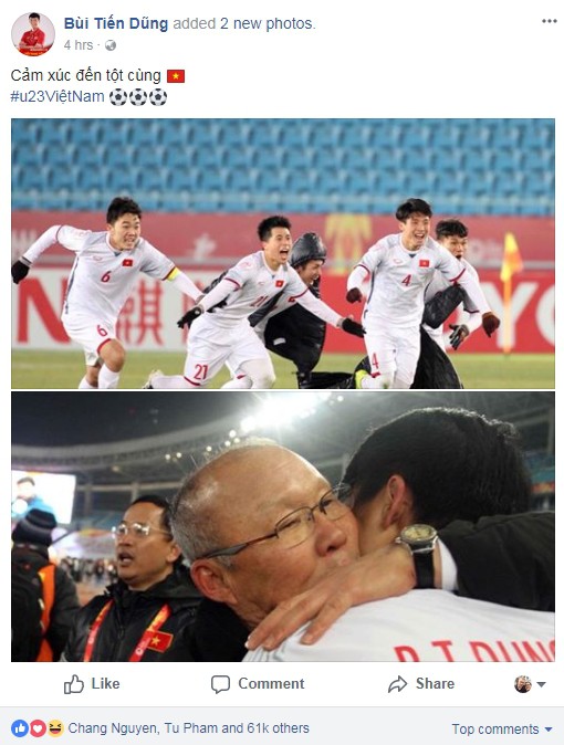 Các chàng trai U23 Việt Nam chia sẻ gì trên Facebook sau kỳ tích lịch sử? Các chàng trai U23 Việt Nam chia sẻ gì trên Facebook sau kỳ tích lịch sử?