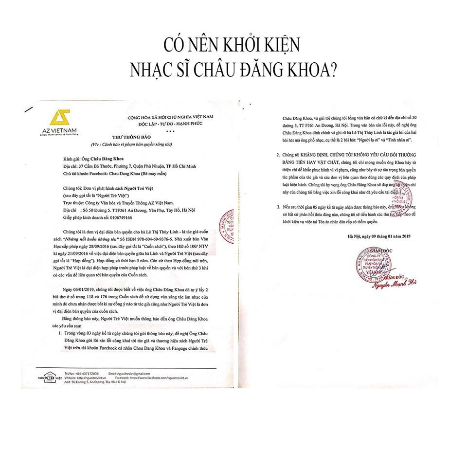NXB tập thơ bị Châu Đăng Khoa vay mượn ý tưởng: Sau 5 ngày không có thông báo thoả đáng, sẽ khởi kiện - Ảnh 2. NXB tập thơ bị Châu Đăng Khoa vay mượn ý tưởng: Sau 5 ngày không có thông báo thoả đáng, sẽ khởi kiện - Ảnh 2.