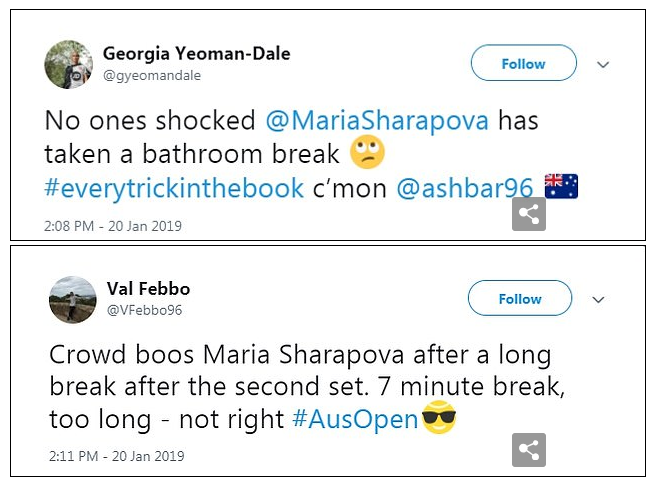 Nước Úc phẫn nộ vì Maria Sharapova đi vệ sinh quá lâu - Ảnh 1.