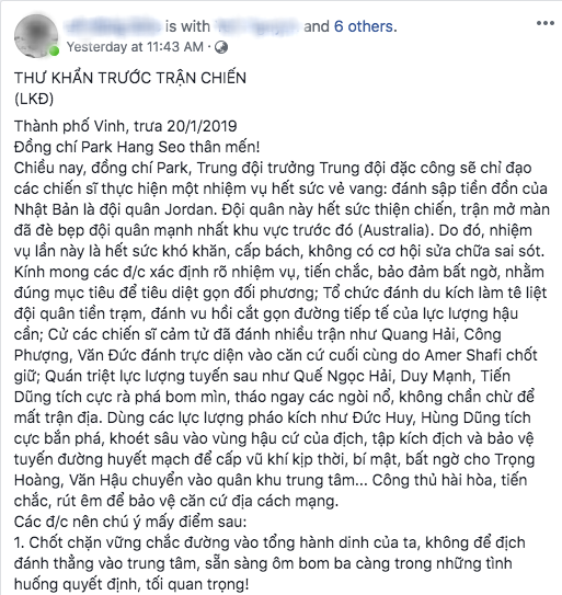 Bức thư khẩn gửi đội tuyển Việt Nam với phong cách chuyên Sử gây sốt MXH vì quá độc đáo và hào hùng - Ảnh 1.