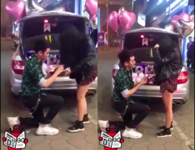Clip: Bạn trai quỳ gối cầu hôn trên phố với nhẫn kim cương và iPhone XS Max vào đúng sinh nhật, cô gái bối rối che mặt và cái kết viên mãn - Ảnh 3.
