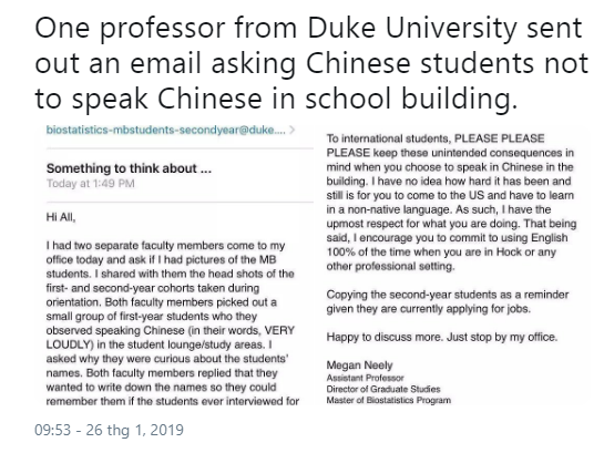 Đe dọa sinh viên không được nói tiếng Trung Quốc, giáo sư Mỹ mất chức - Ảnh 1.