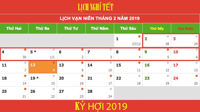 Lịch nghỉ Tết Nguyên đán Kỷ Hợi và các ngày lễ trong năm 2019 - Ảnh 2.