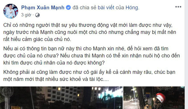 Đứng giữa trời giá rét nhiều giờ để tìm chủ cho chó lạc, cô gái trẻ khiến cả cầu thủ U23 mến mộ - Ảnh 2.