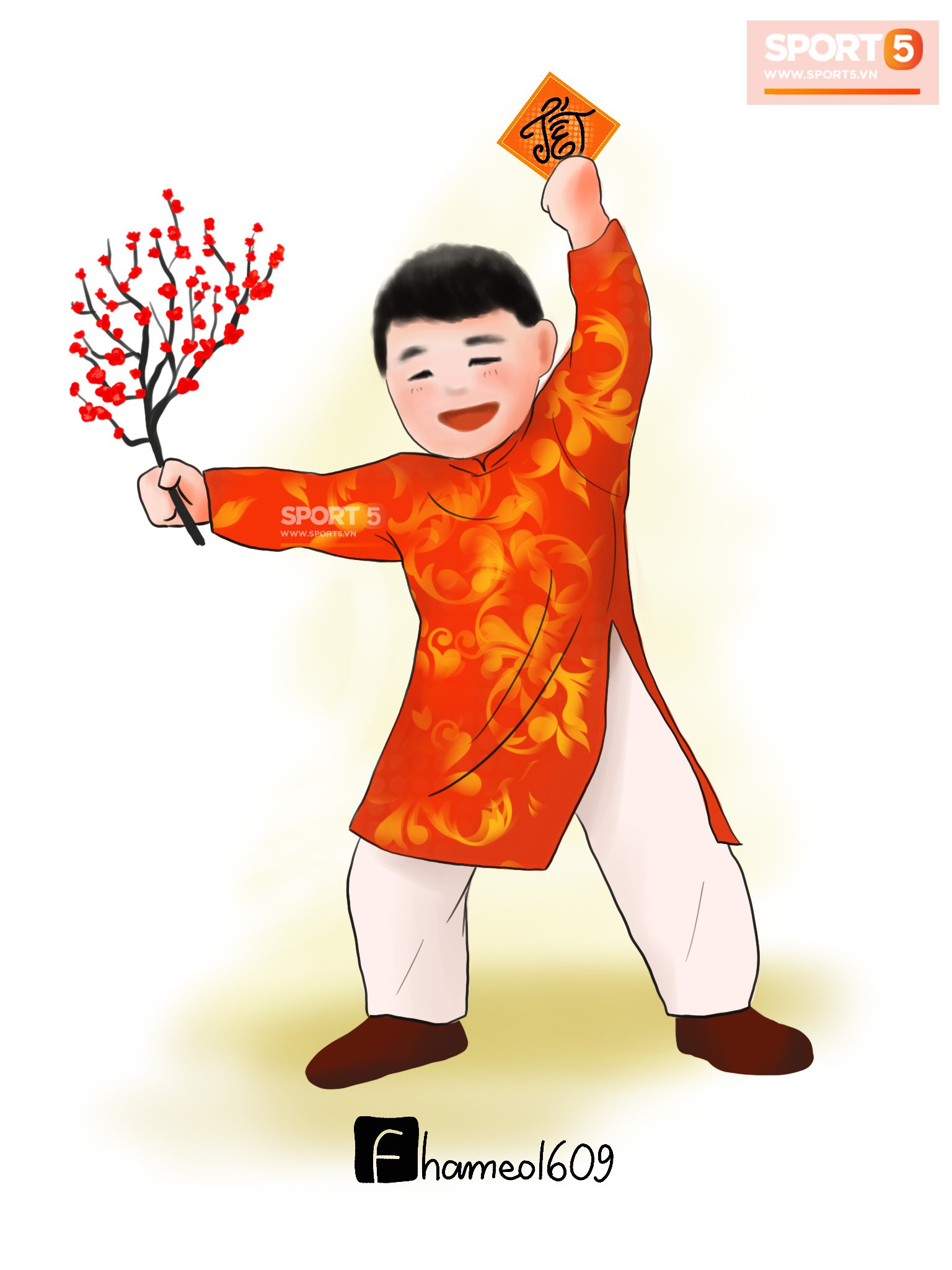 Chi&ecirc;m ngưỡng loạt ảnh chibi C&ocirc;ng Phượng, Quang Hải mặc &aacute;o d&agrave;i đ&oacute;n Tết y&ecirc;u ngất ng&acirc;y - Ảnh 3.