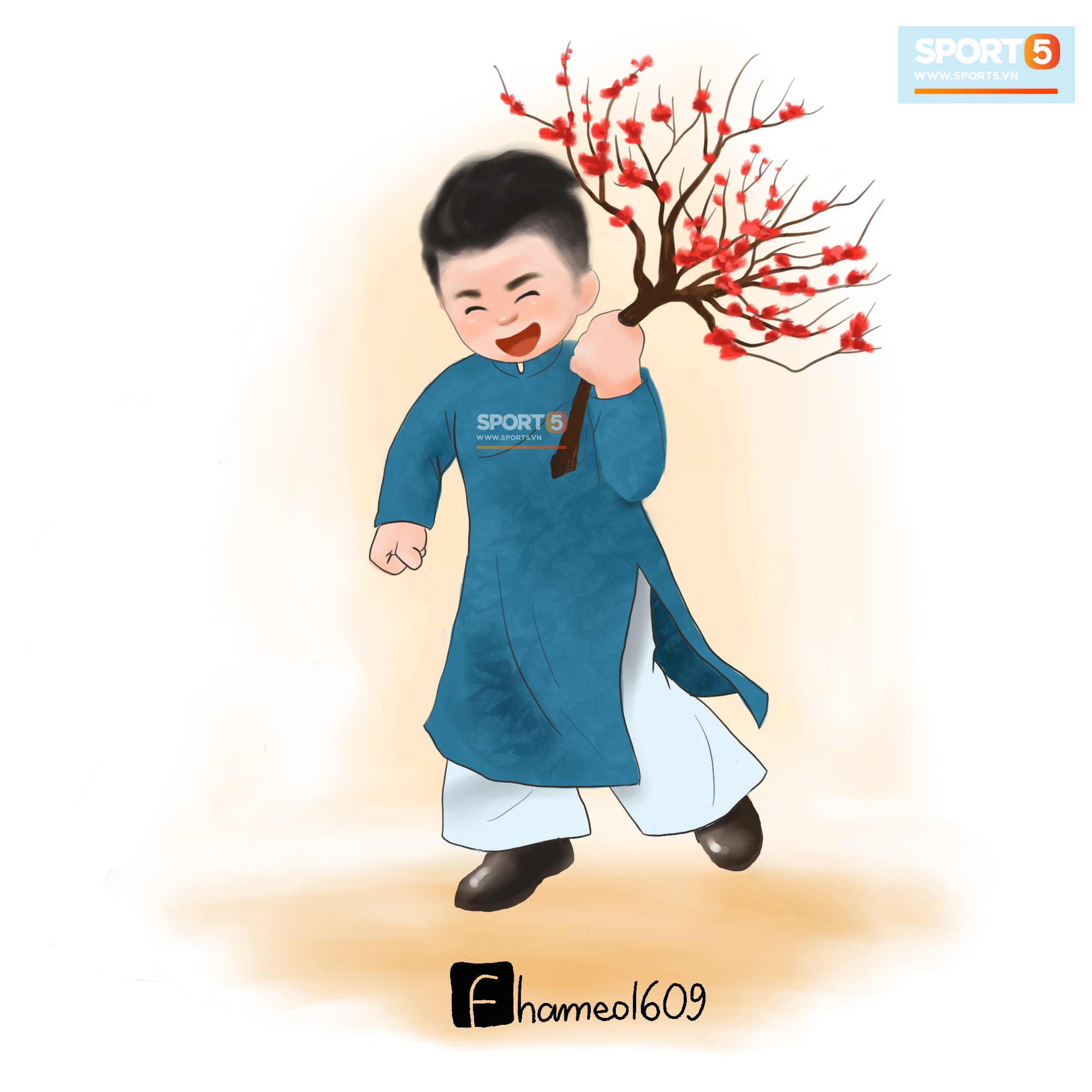 Chi&ecirc;m ngưỡng loạt ảnh chibi C&ocirc;ng Phượng, Quang Hải mặc &aacute;o d&agrave;i đ&oacute;n Tết y&ecirc;u ngất ng&acirc;y - Ảnh 9.