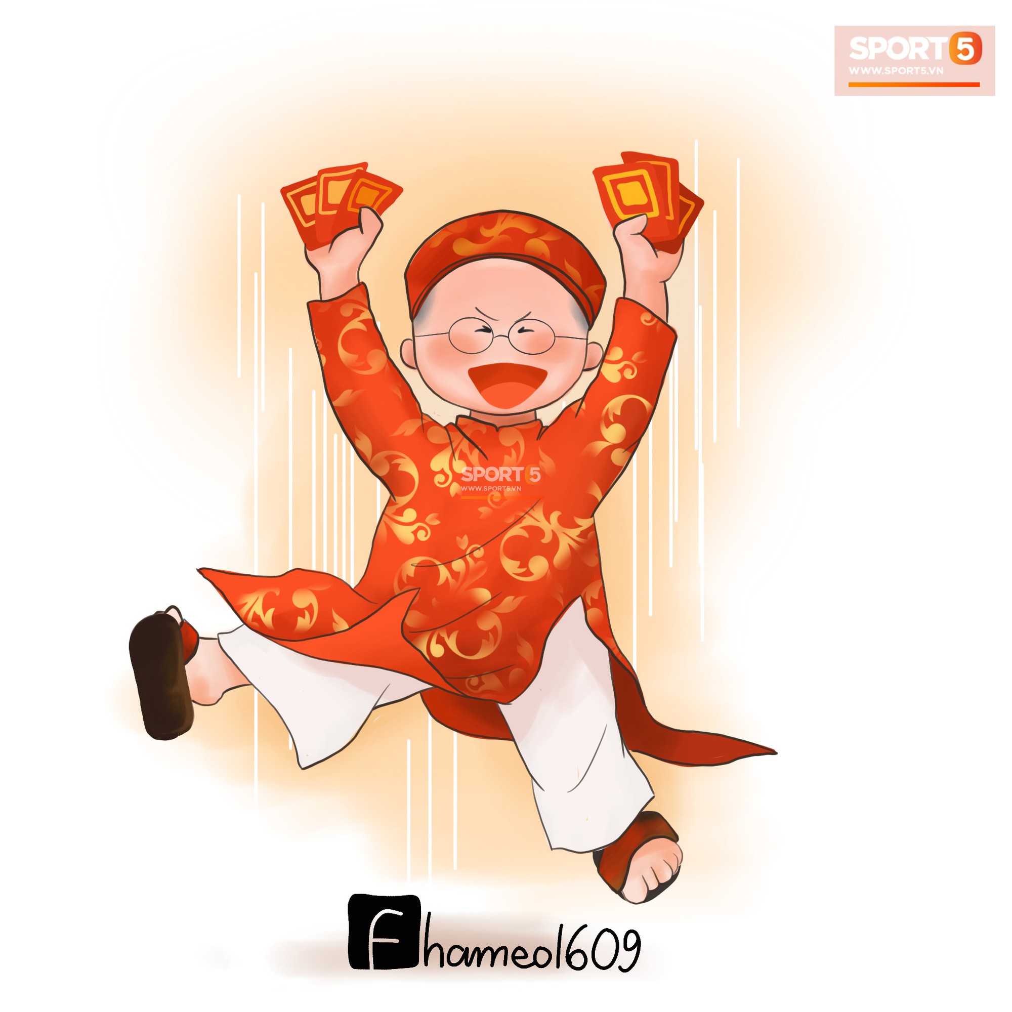 Chi&ecirc;m ngưỡng loạt ảnh chibi C&ocirc;ng Phượng, Quang Hải mặc &aacute;o d&agrave;i đ&oacute;n Tết y&ecirc;u ngất ng&acirc;y - Ảnh 8.