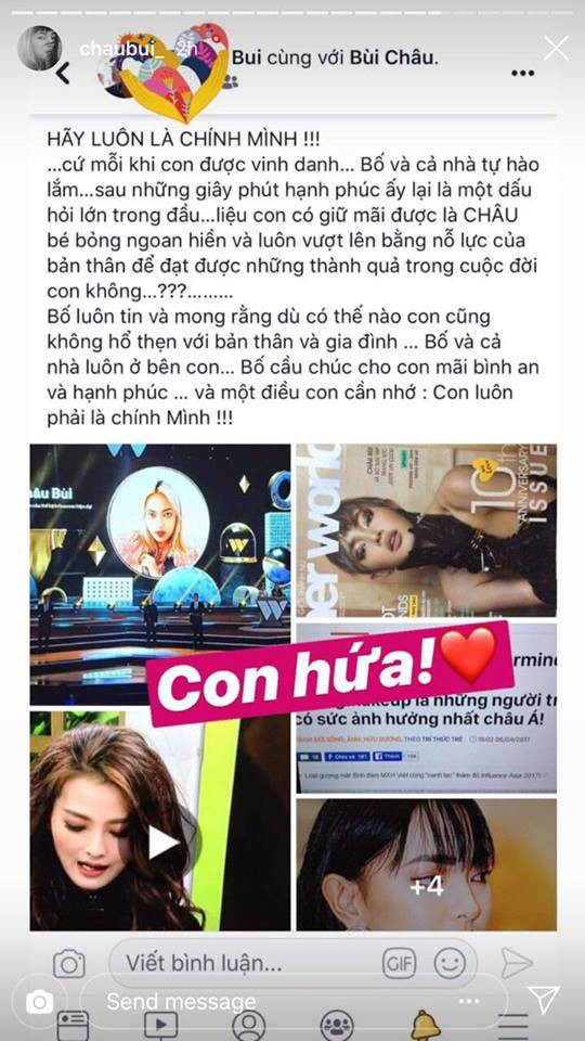 Bố Châu Bùi gửi con sau khi lọt Top 10 Nhân vật truyền cảm hứng của WeChoice: Con luôn phải là chính mình! - Ảnh 3.