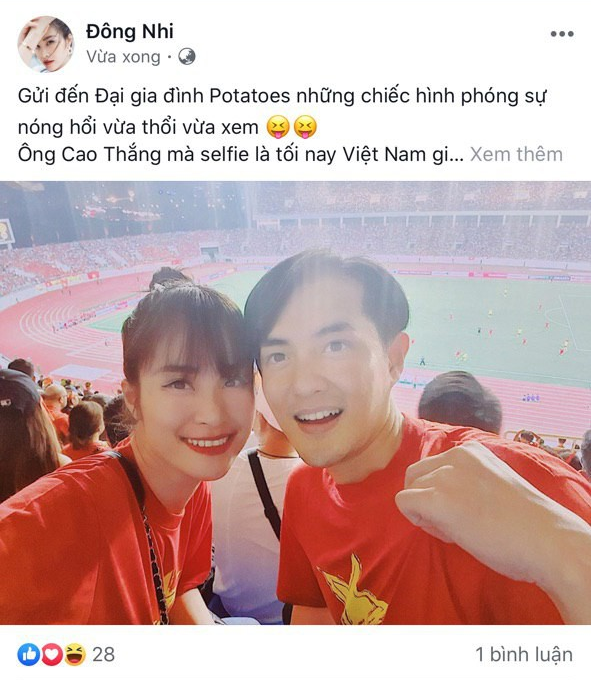Đông Nhi - Ông Cao Thắng, Bảo Anh cùng dàn sao Vbiz vỡ oà trước siêu phẩm ngả người volley mở màn tỷ số 1-0 của Quang Hải - Ảnh 2.