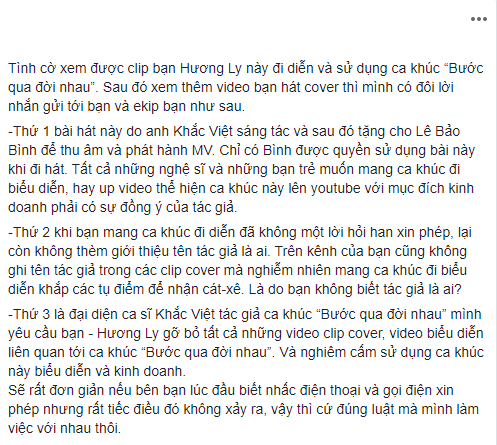 Hương Ly đúng là há miệng mắc quai: từng khẳng định vô cùng cẩn thận về bản quyền, hôm nay lại bị Khắc Việt tố không xin phép khi cover! - Ảnh 1.